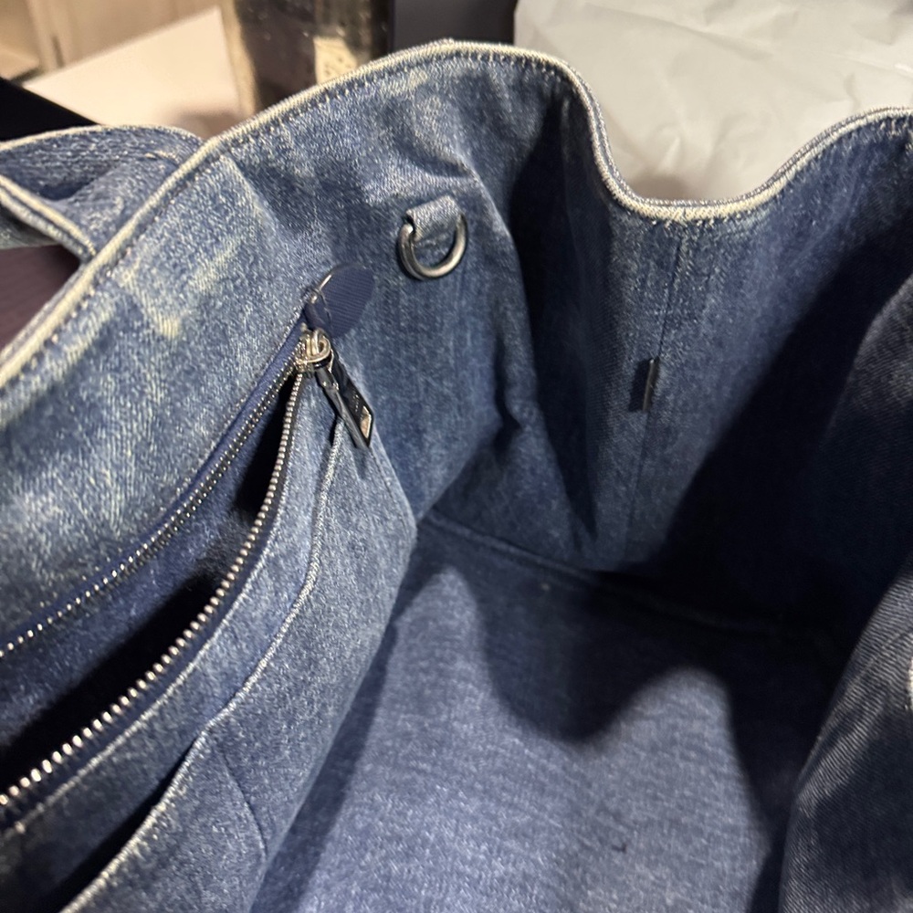 Prada Canapa studded with sparkly bling Blue Denim Studded Tote Bag - Picture 12 of 14